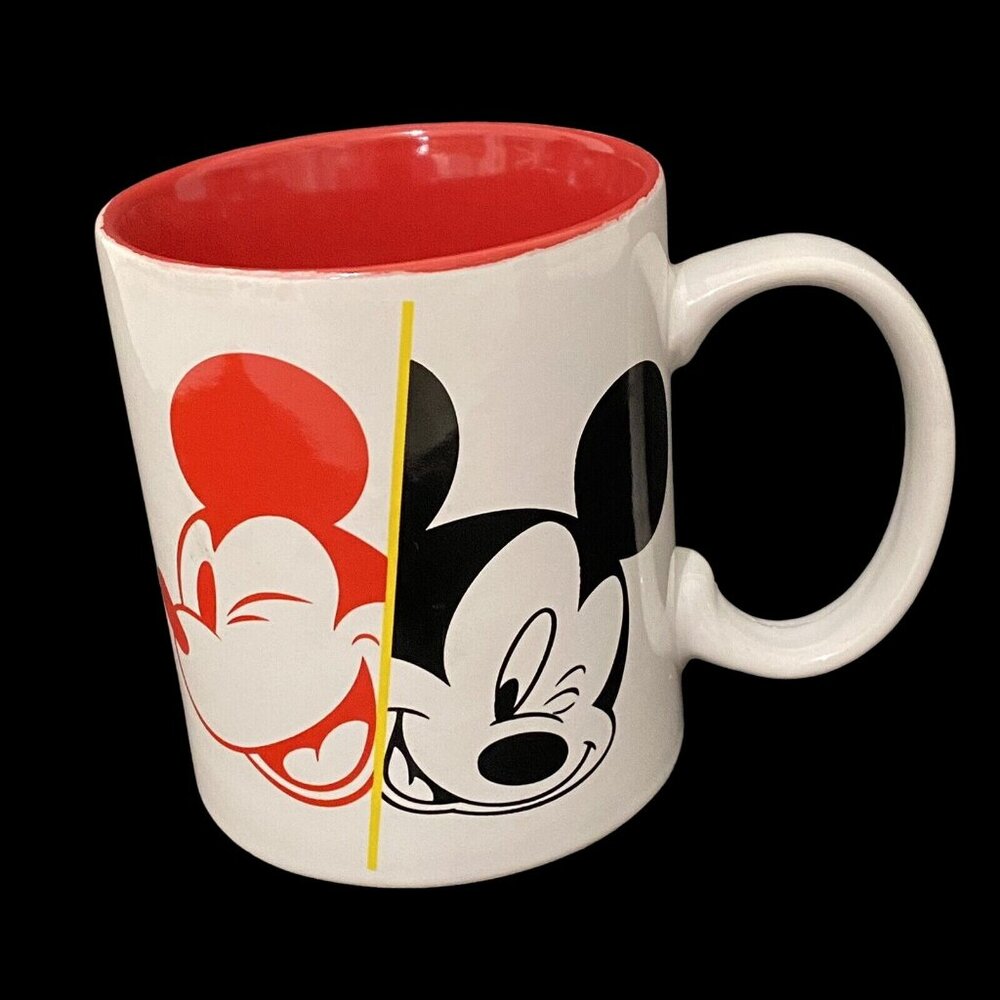 Disney‎ 90 Years of Winking Mickey Mouse Two Tone Mug Novelty Coffee Cup